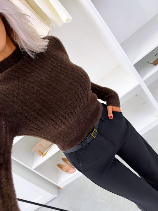Brown Soft Stretch Knit Jumper