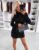 Brūns Kleita Ar Maigi Mirdzošām Fliterēm