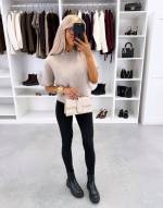 Taupe Sweter Z Krótkim Rękawem