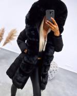 Brown Faux Fur Hooded Winter Parka With Belt
