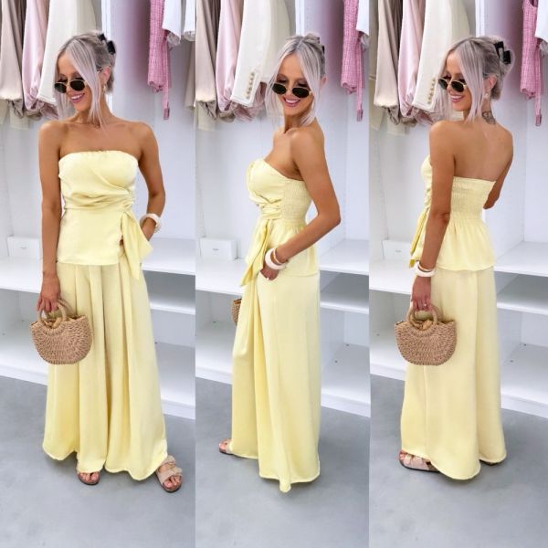 Yellow Silky Two-piece Set