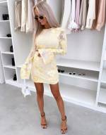 Czarny Wzorzysta Sukienka Bodycon