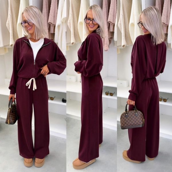 Dark Red Comfortable Two-piece Set