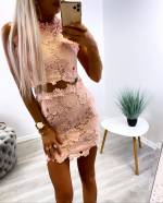 Розовый Кружевное облегающее платье