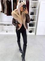 темно-красный Парка с регулируемой талией и роскошным искусственным мехом