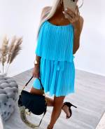 Бирюзовый Комбинезон со складками