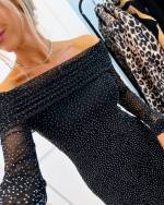 Black Stretch Dress With Rhinestones