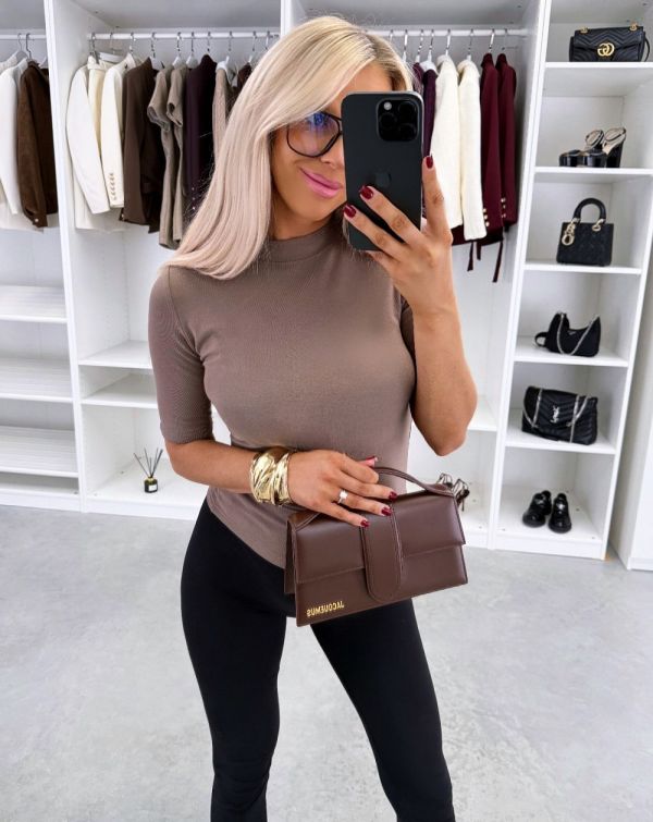 Taupe Soft Stretch-fit Top