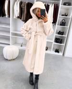 Tumši Violets Grezns Ziemas Mētelis Ar Kapuci