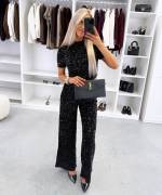 Ciemnoczerwony Miękkie Spodnie Z Cekinami