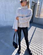 Taupe High Neck Warm Knit