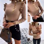 Red Gold Button Sweater