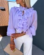 White Blouse With Rhinestones And Frills