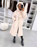 Tumši Violets Grezns Ziemas Mētelis Ar Kapuci