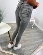 Grey Stretch Jeans With Pearls