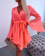 Светло-розовый Шифоновое платье с завязками посередине