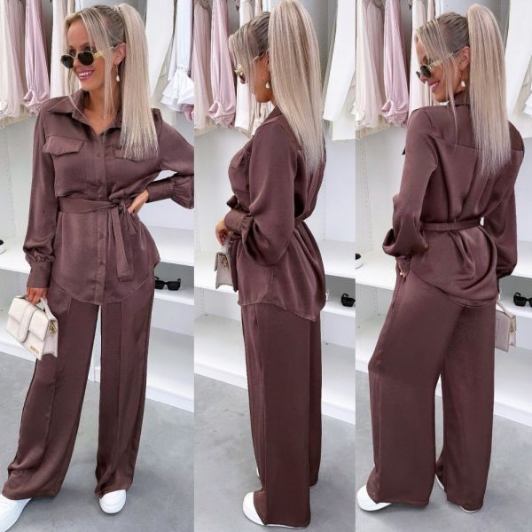Brown Silky Two-piece Set