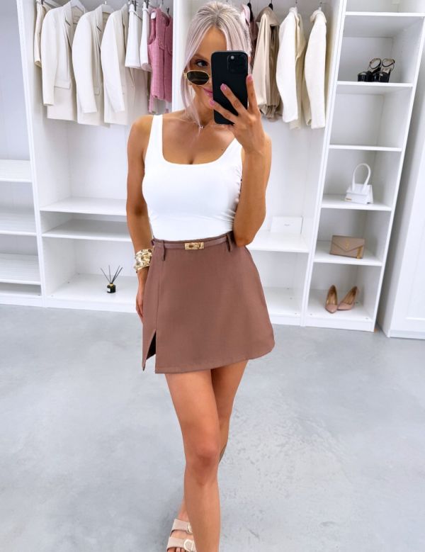 Brown Skort With Belt