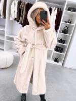 Tumši Violets Grezns Ziemas Mētelis Ar Kapuci