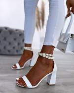 Beige Classic Block-heeled Shoes With Rivets