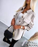 Beige Oversized Spring/autumn Jacket