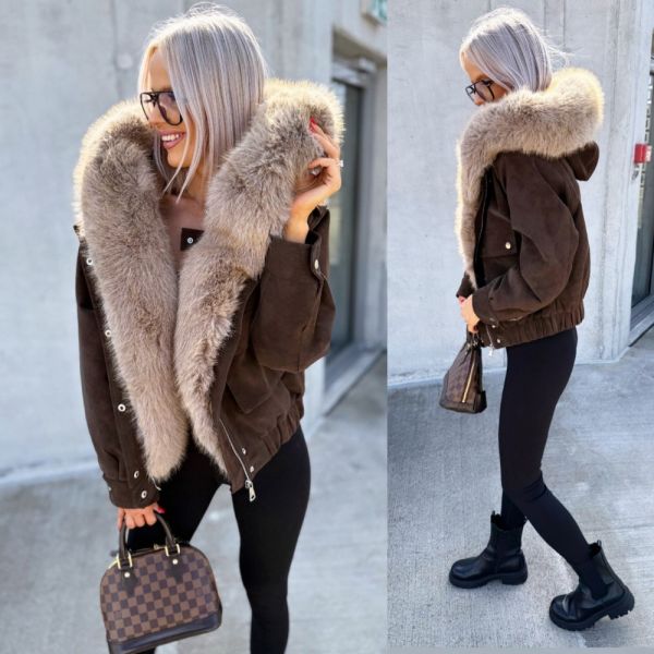 Beige Warm Faux Fur-lined Jacket