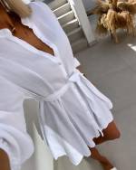 Balta Suknelė Su Diržu