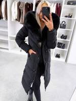 Melns Ziemas Parka Ar Regulējamu Jostasvietu