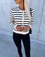 Black Striped Buttoned Sweater