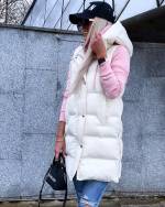 Бежевый Жилетка с капюшоном 