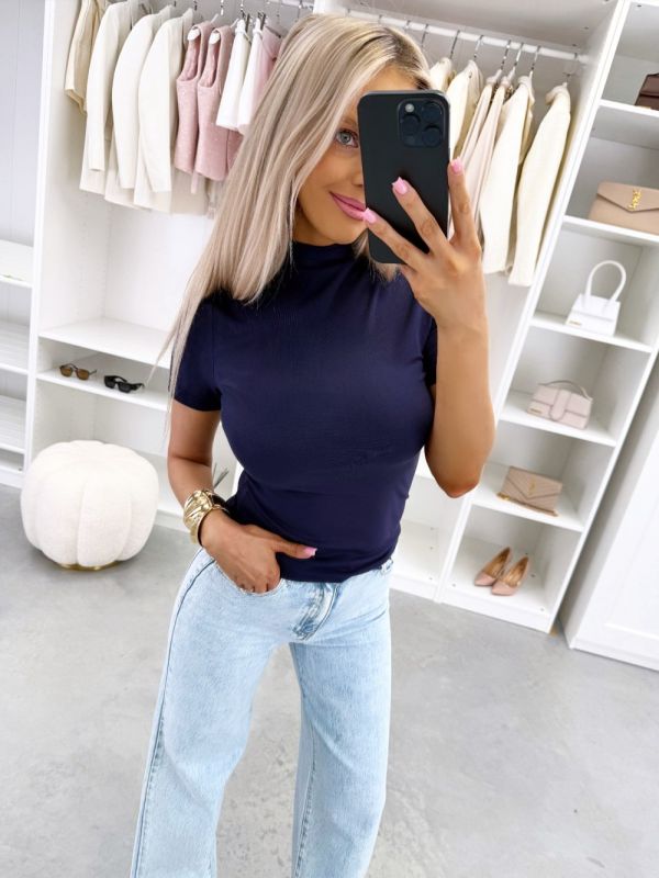 темно-синий Эластичный и мягкий топ