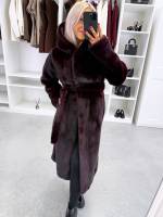 Tumši Violets Grezns Ziemas Mētelis Ar Kapuci