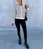 Black Striped Buttoned Sweater