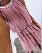 Розовый Pärlitega Kaela Tagant Kinnituv Sifoon-kleit