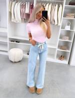 Gaiši Zils Mīksti Un Elastīgi Taisna Piegriezuma Džinsi