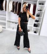 Ciemnoczerwony Miękkie Spodnie Z Cekinami