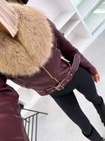 Коричневый Куртка из искусственного меха с деталями золотистого оттенка