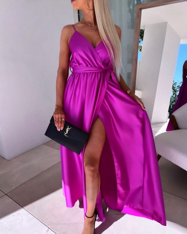 Dark Purple Silky Maxi Dress