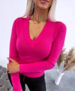 Fuchsia V-neck Sweater