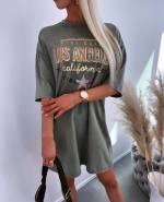 Khaki Marškinėlių Suknelė Los Angeles