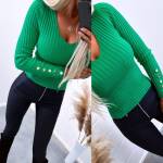 Бежевый Джемпер с V-образным вырезом