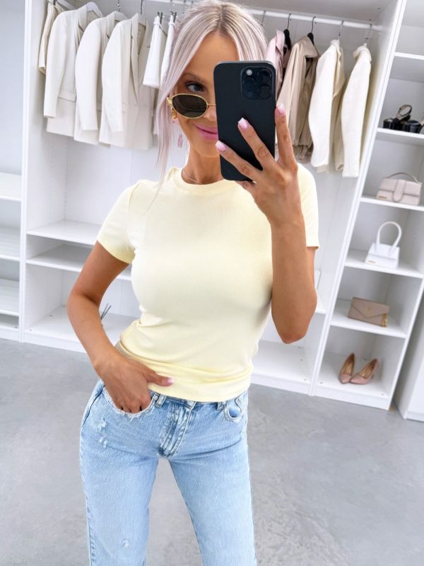 Yellow Stretch Cotton Blouse
