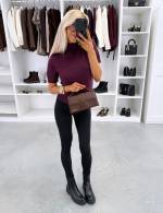 Brązowy Sweter Z Krótkim Rękawem