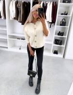 Gaiši Bēša Maigs Kardigans Ar Zelta Toņa Pogām