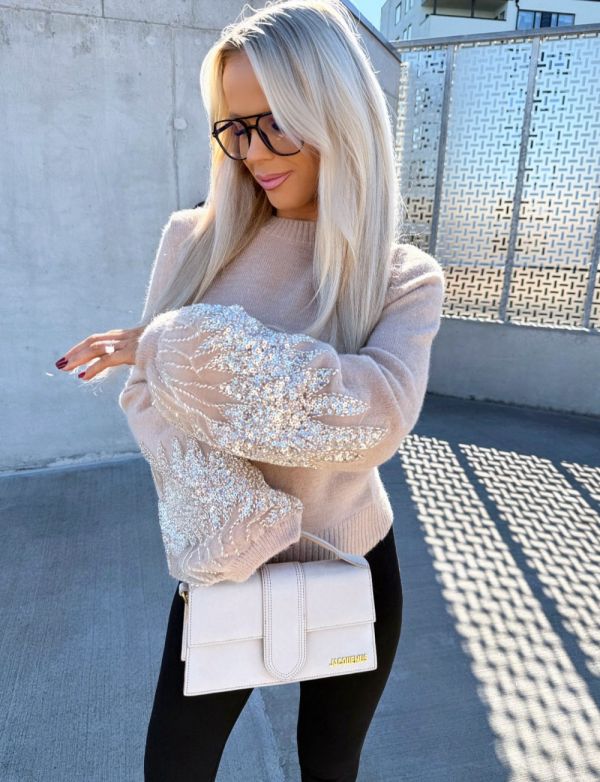 Camel Soft Sweater With Sequins