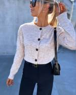 Grey Buttoned Soft Sweater