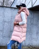 Бежевый Жилетка с капюшоном 