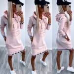 Pink Hooded Pullover Dress
