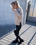 Taupe Soft Sweater With Slit