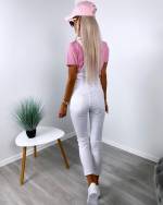 White Stretchy Suspender Pants